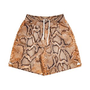 Snakeskin Print Mesh Athletic Shorts